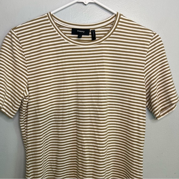Theory Crew Neck T-Shirt Mini Dress Stripe size S Minimalist Loungewear Casual - Picture 2 of 9